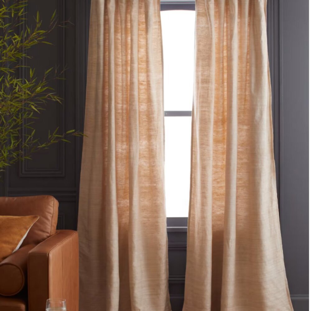 NWT Quince Raw Silk Sand Light Filtering Curtains Set Of 2 48"x108" Retail $240